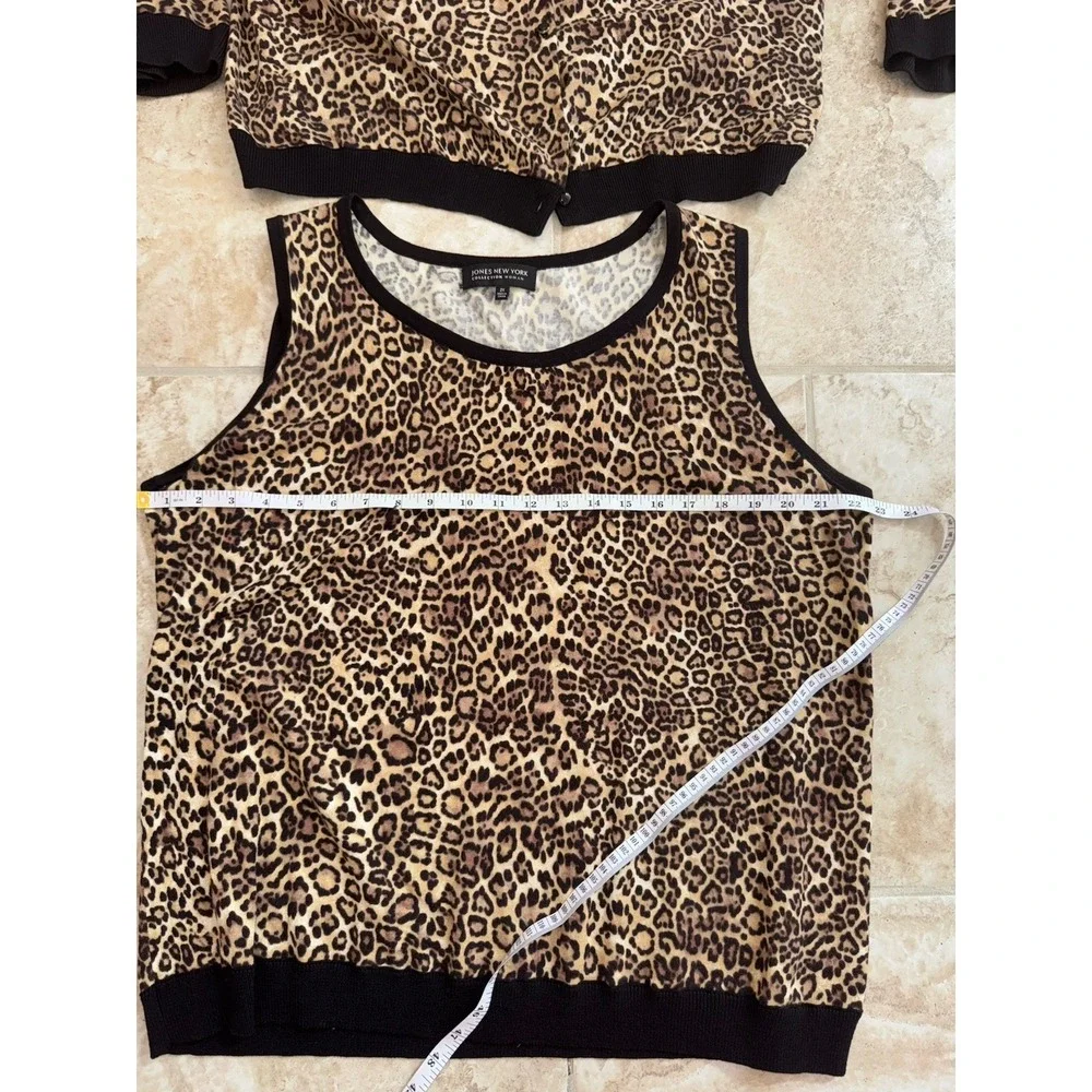 2 Piece Jones New‎ York Leopard Print Cardigan (Sz 3X) And Tank Top (Sz 2X) - Picture 10 of 15
